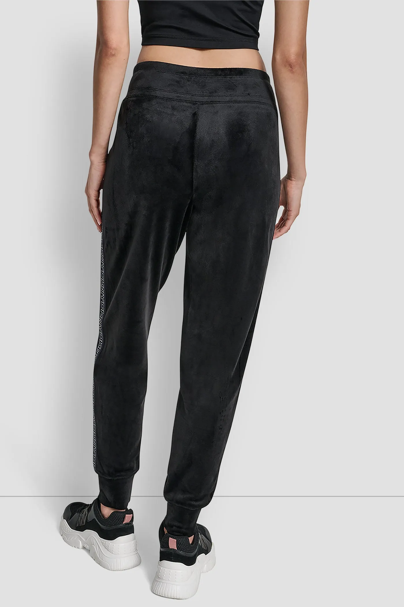VELOUR CUFFED JOGGER WITH METALLIC LOGO sold by DKNY product image thumbnail 2