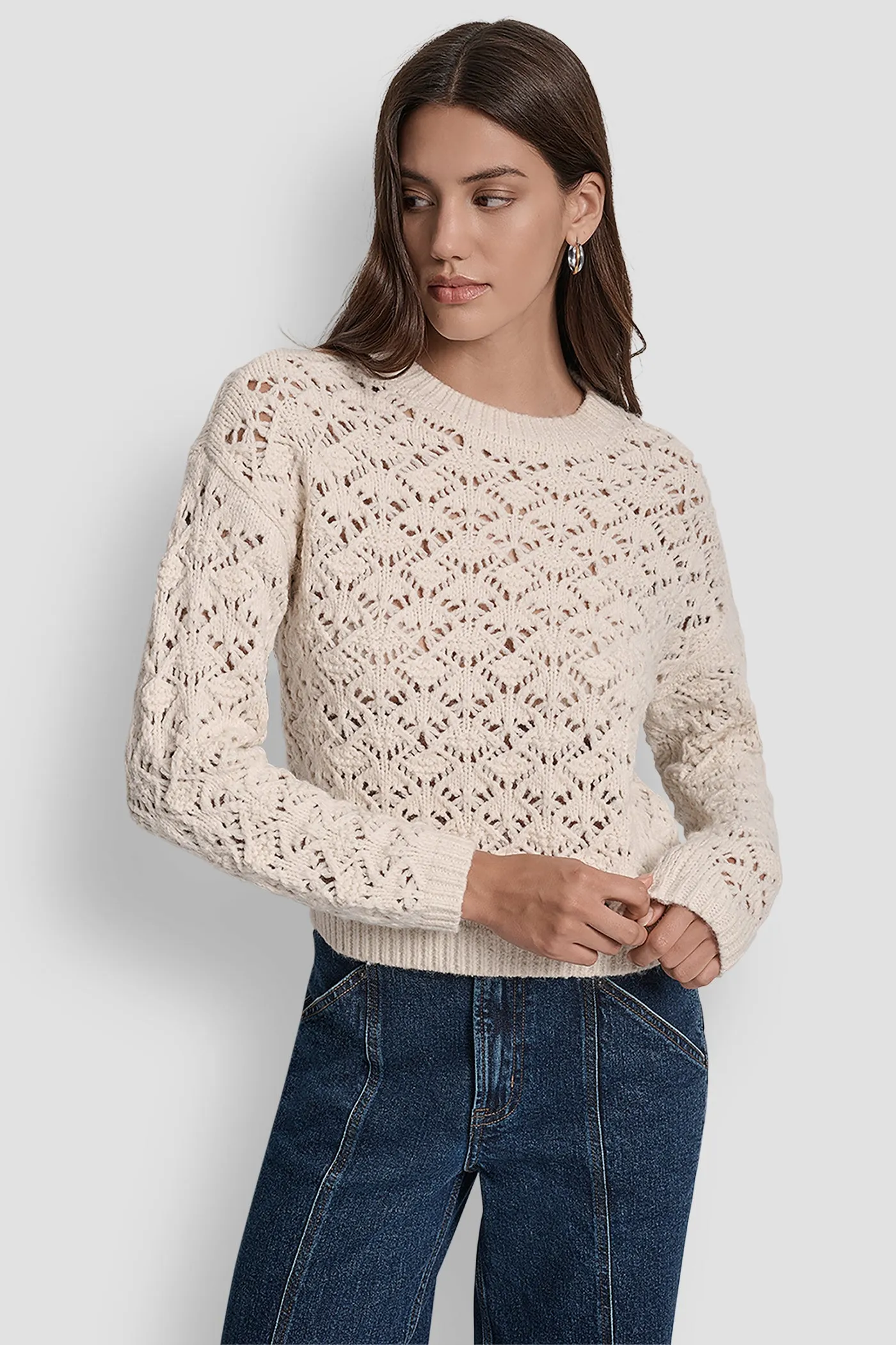POINTELLE STITCH SWEATER sold by DKNY