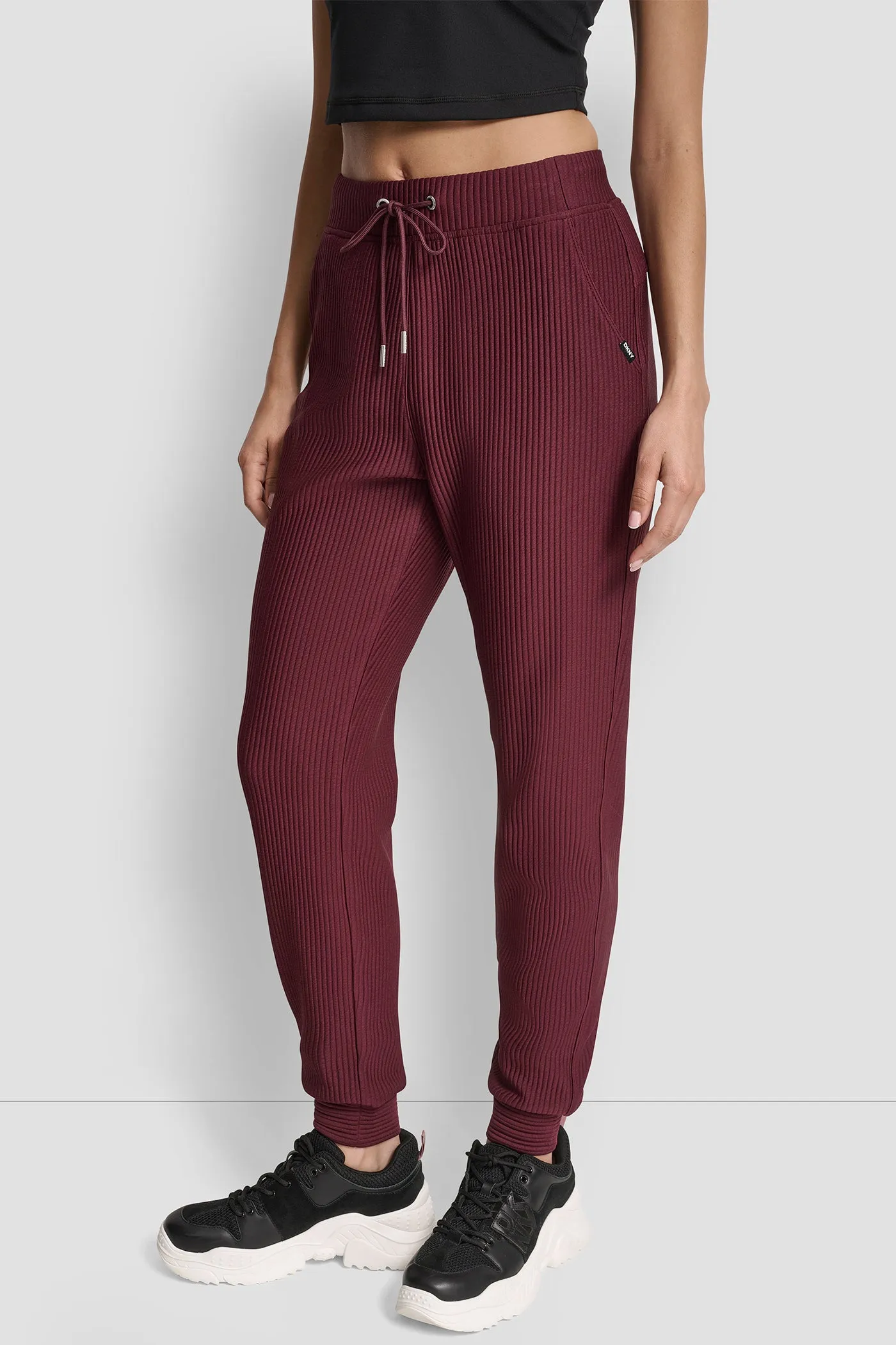 HIGH-RISE RIB-KNIT JOGGER sold by DKNY