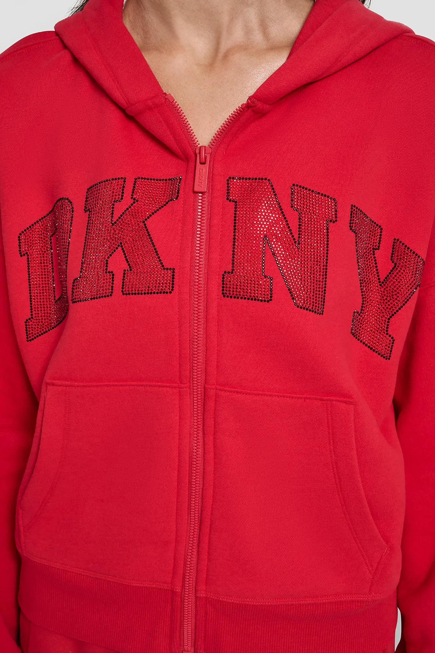 EXPLODED RHINESTONE VARISTY LOGO FULL ZIP HOODIE WITH POCKETS sold by DKNY product image thumbnail 4