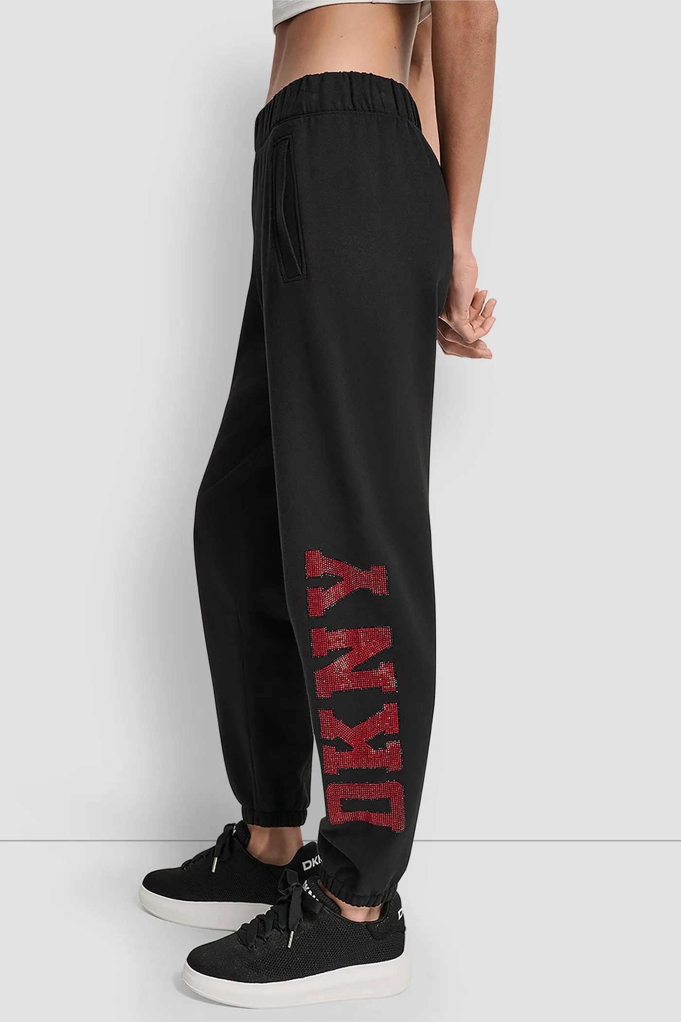 EXPLODED RHINESTONE VARISTY LOGO HIGH RISE RELAXED sold by DKNY product image thumbnail 3