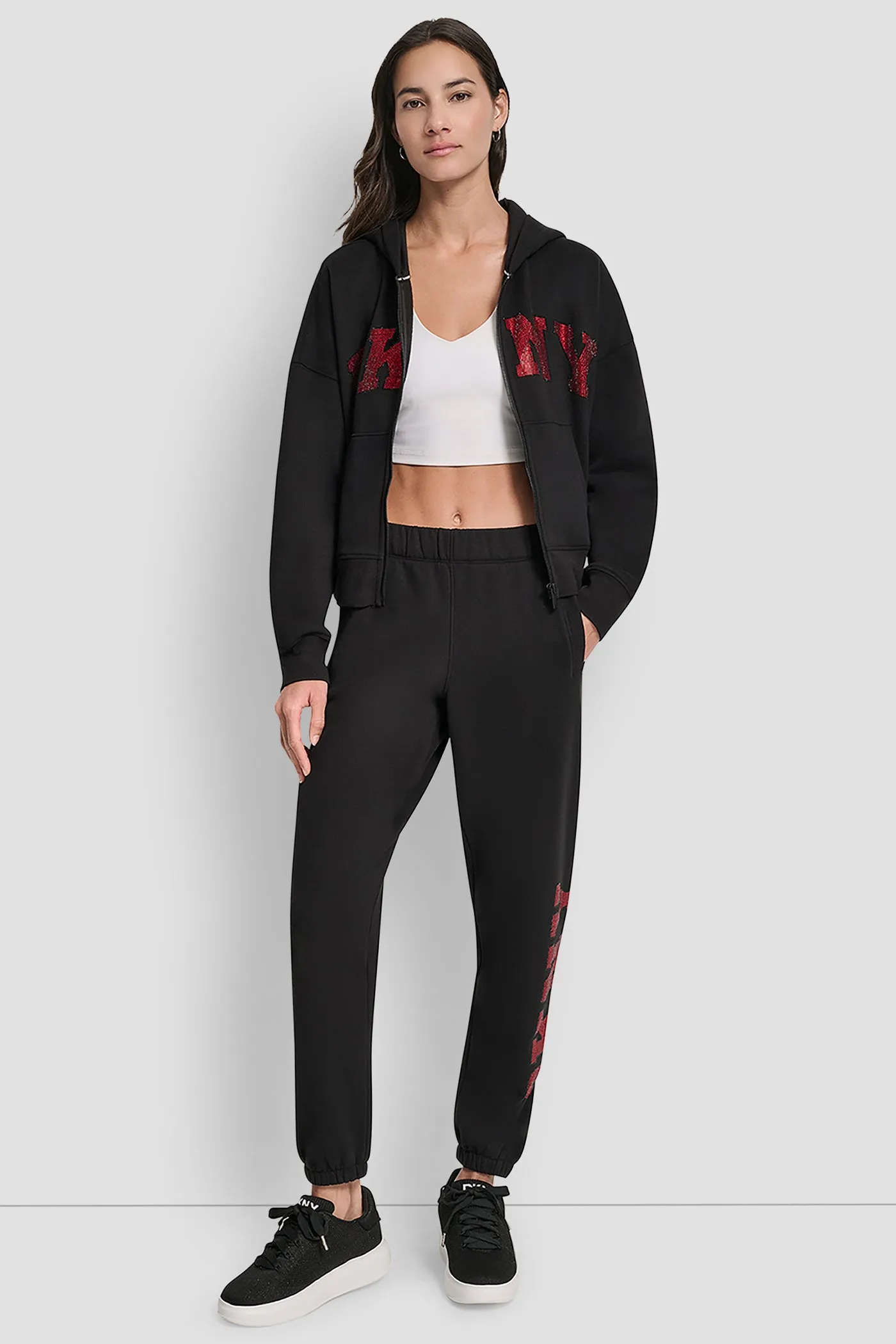 EXPLODED RHINESTONE VARISTY LOGO HIGH RISE RELAXED sold by DKNY product image thumbnail 5