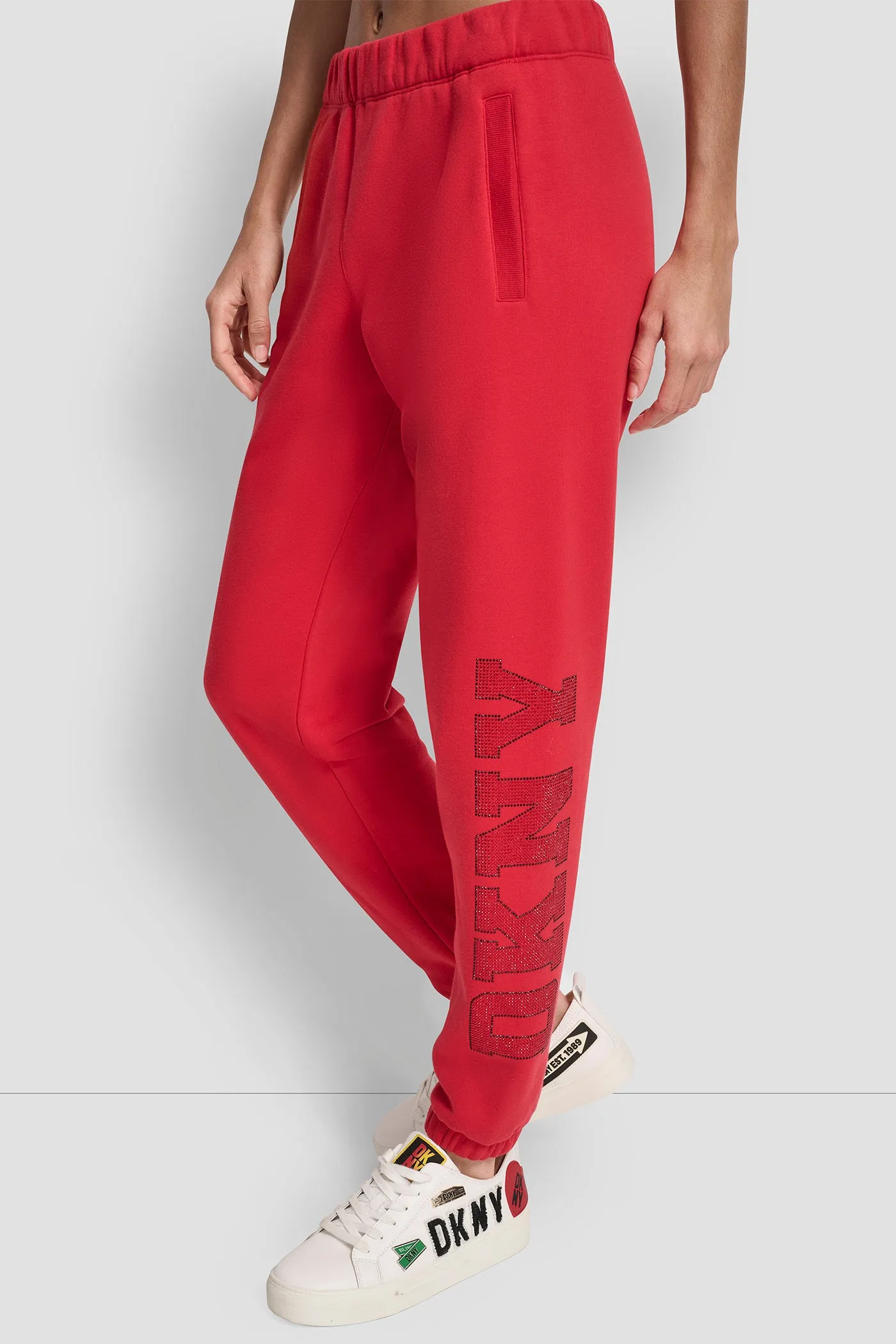 EXPLODED RHINESTONE VARISTY LOGO HIGH RISE RELAXED sold by DKNY product image thumbnail 3