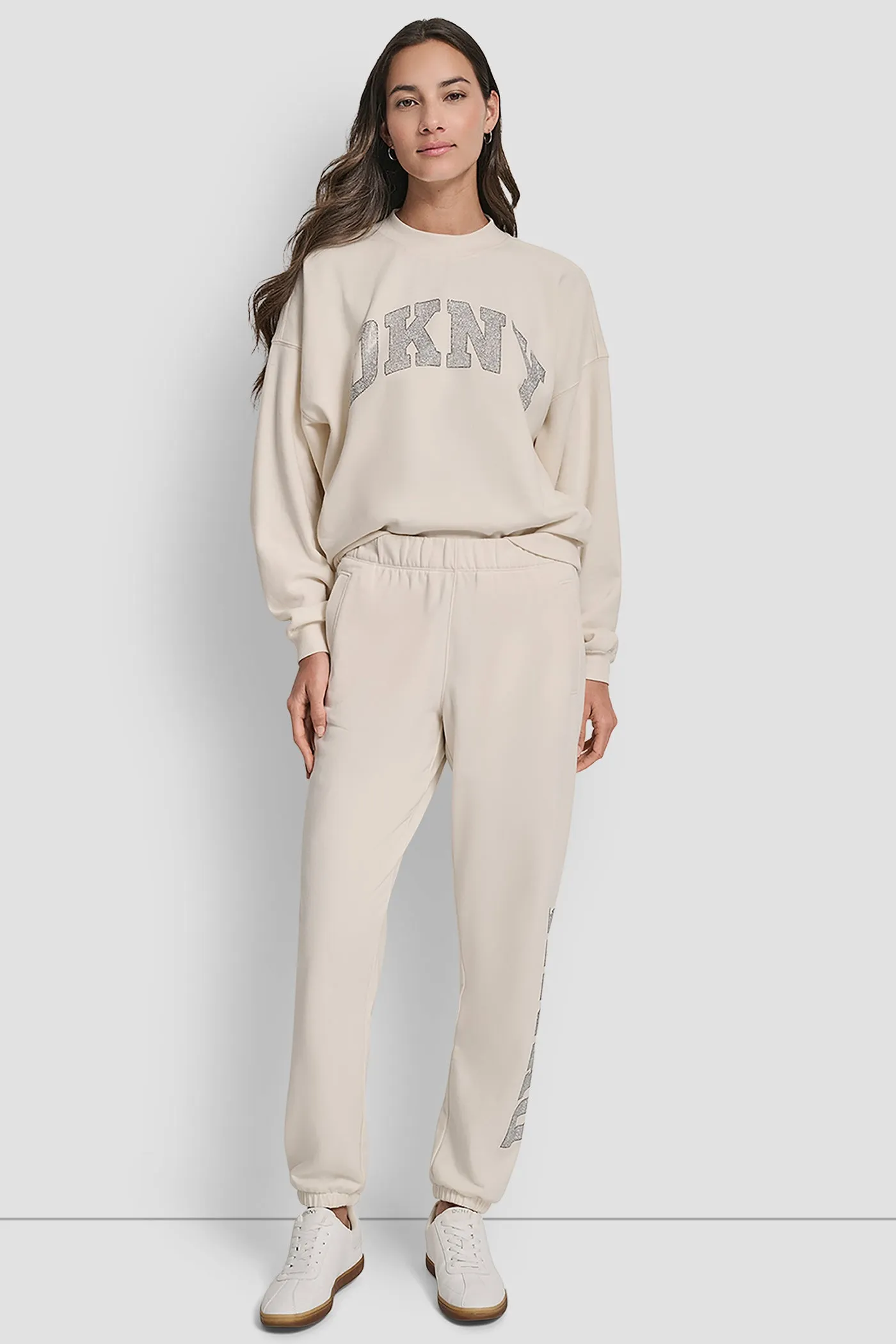 EXPLODED RHINESTONE VARISTY LOGO HIGH RISE RELAXED sold by DKNY product image thumbnail 5