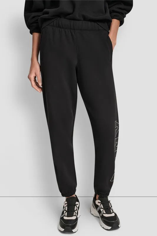 EXPLODED RHINESTONE VARISTY LOGO HIGH RISE RELAXED sold by DKNY