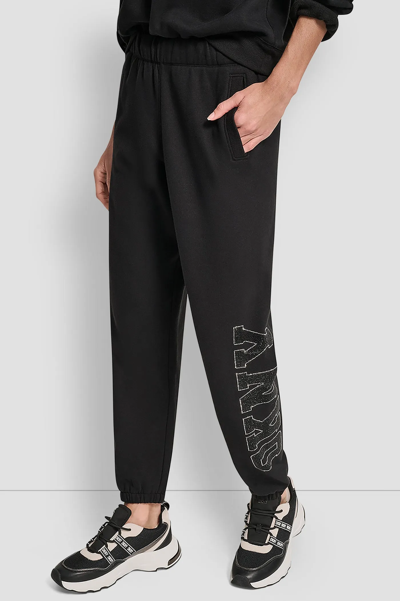 EXPLODED RHINESTONE VARISTY LOGO HIGH RISE RELAXED sold by DKNY product image thumbnail 4