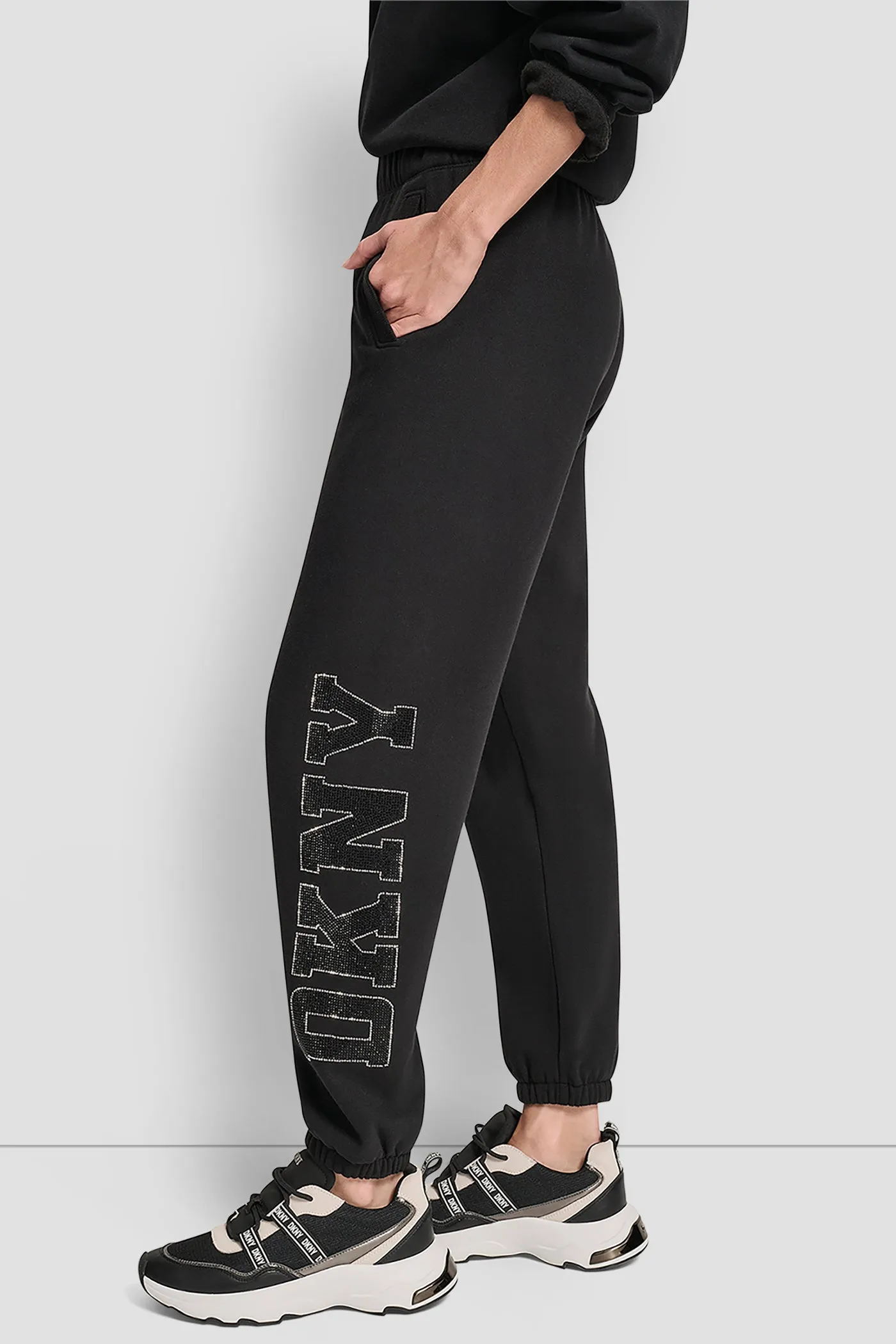 EXPLODED RHINESTONE VARISTY LOGO HIGH RISE RELAXED sold by DKNY product image thumbnail 3