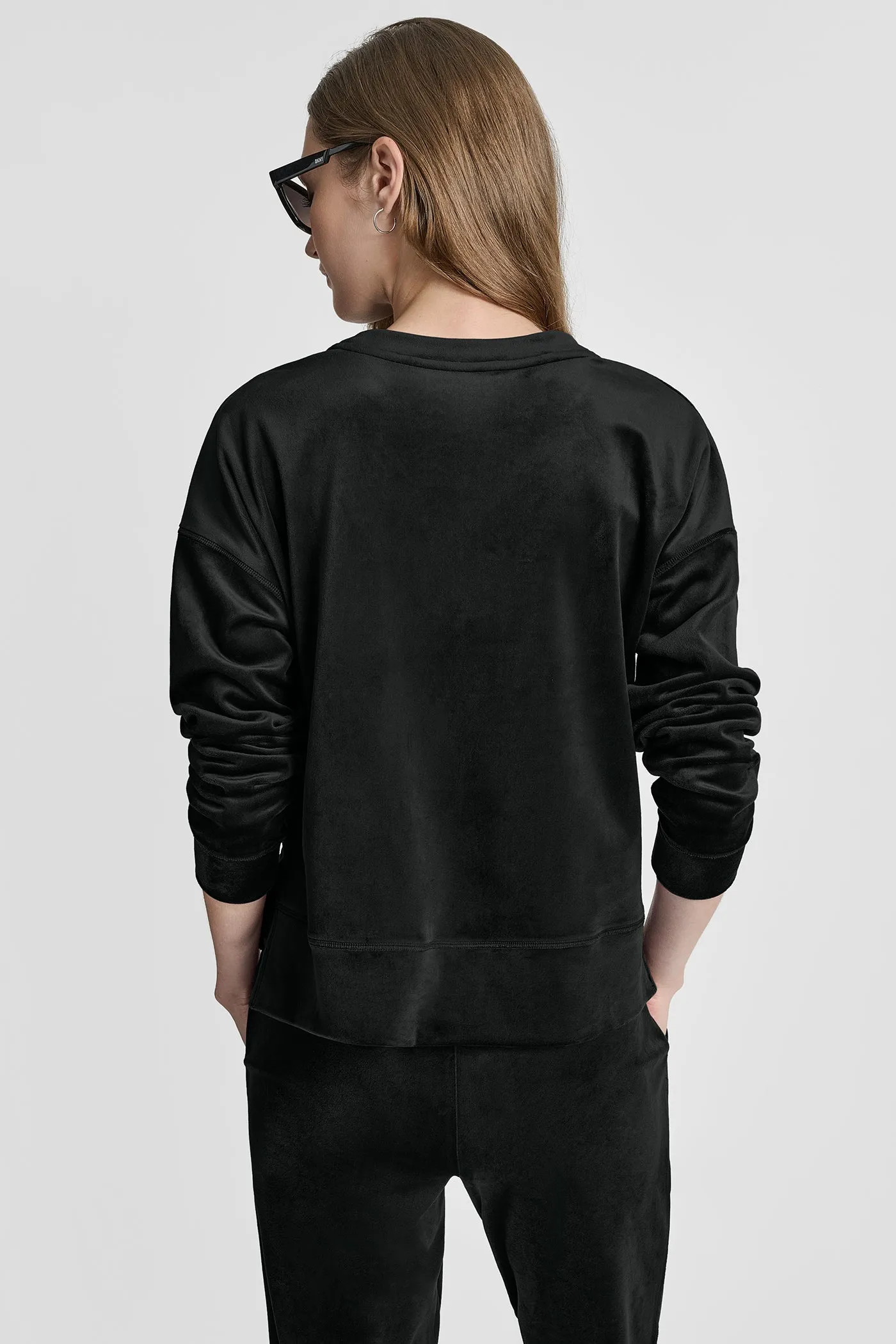 VELOUR HIGH LOW LOGO PULLOVER sold by DKNY product image thumbnail 2