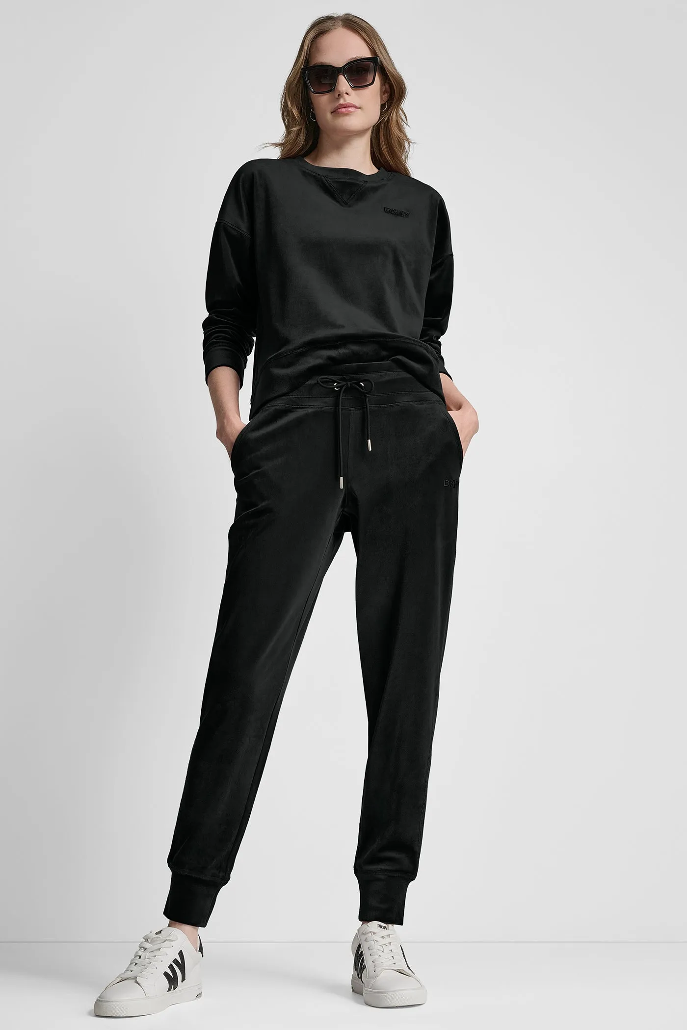 VELOUR HIGH LOW LOGO PULLOVER sold by DKNY product image thumbnail 5