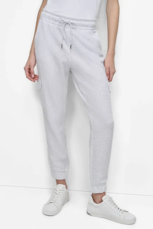 HIGH-RISE STUDDED LOGO SLIM JOGGER sold by DKNY