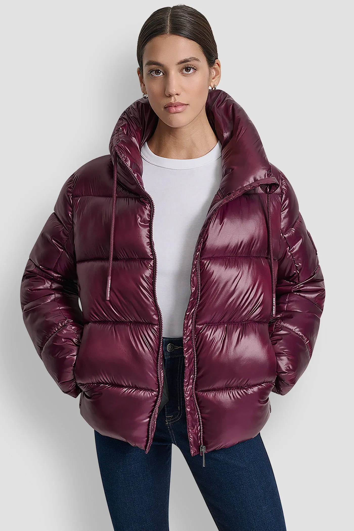 FUNNEL-NECK LIGHTWEIGHT PUFFER JACKET sold by DKNY product image thumbnail 3