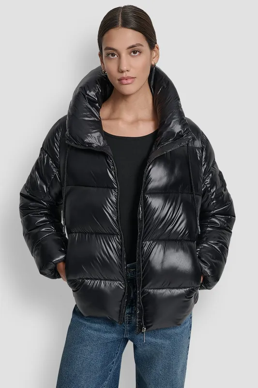 FUNNEL-NECK LIGHTWEIGHT PUFFER JACKET sold by DKNY