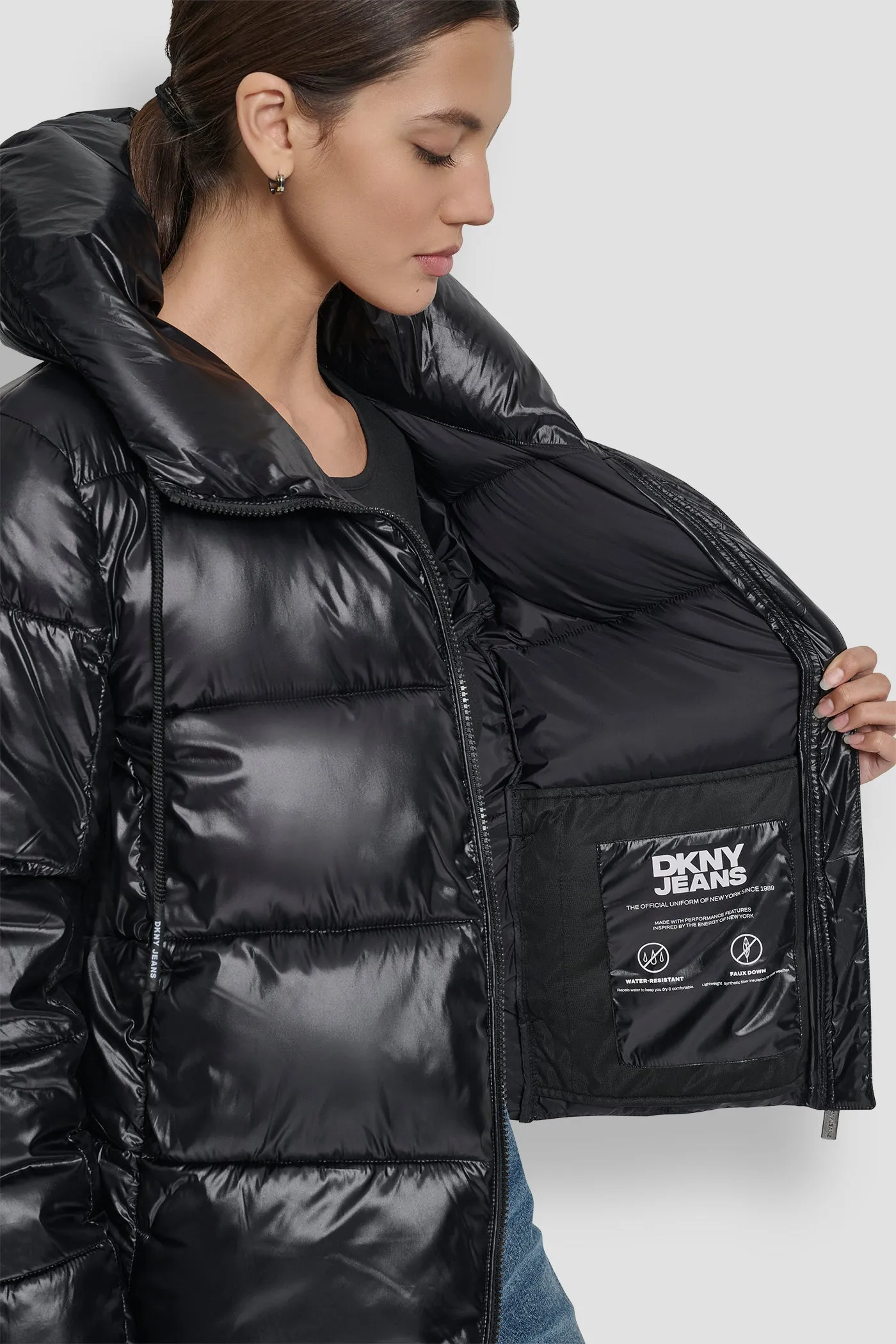 FUNNEL-NECK LIGHTWEIGHT PUFFER JACKET sold by DKNY product image thumbnail 4