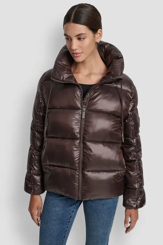 FUNNEL-NECK LIGHTWEIGHT PUFFER JACKET sold by DKNY