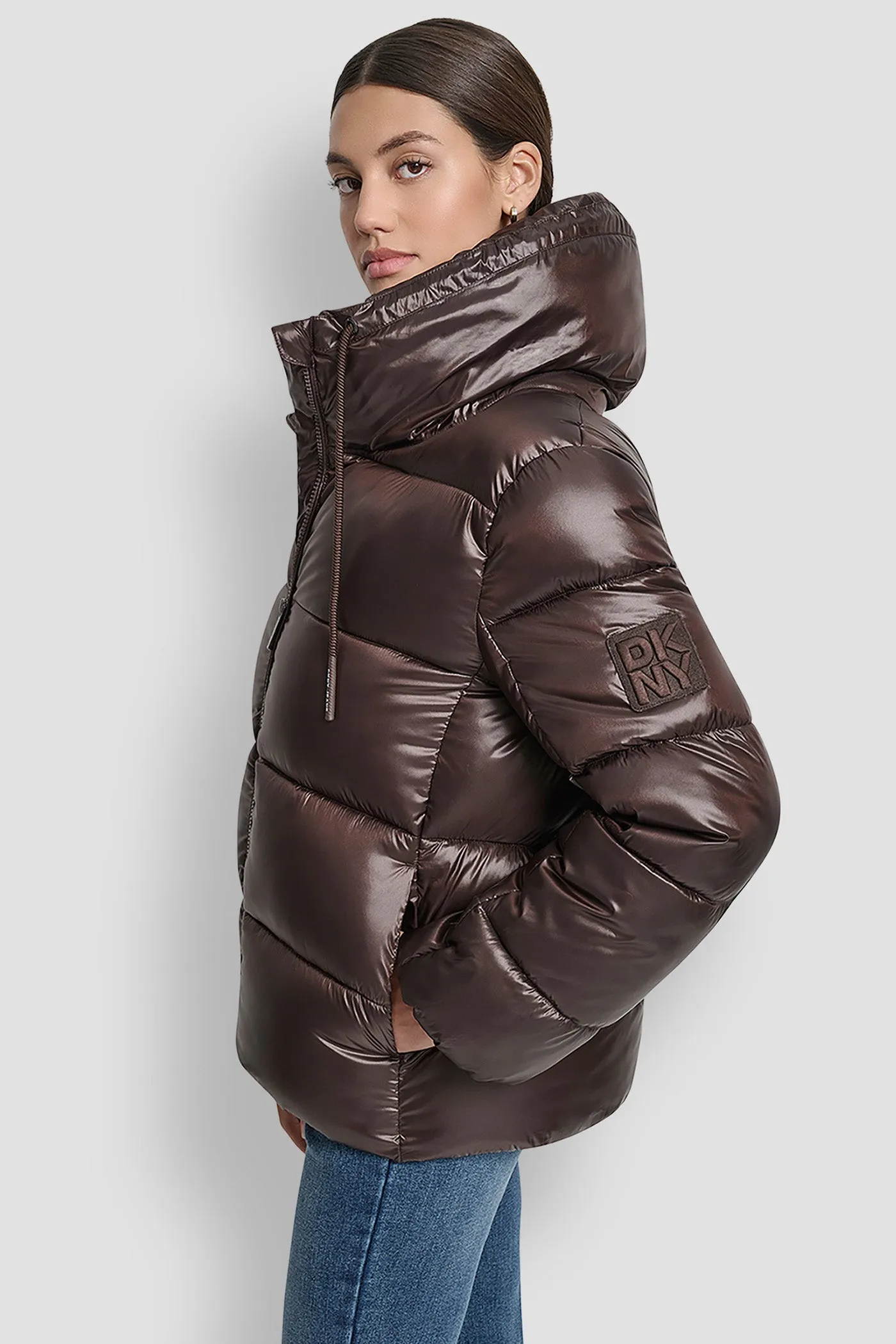 FUNNEL-NECK LIGHTWEIGHT PUFFER JACKET sold by DKNY product image thumbnail 3