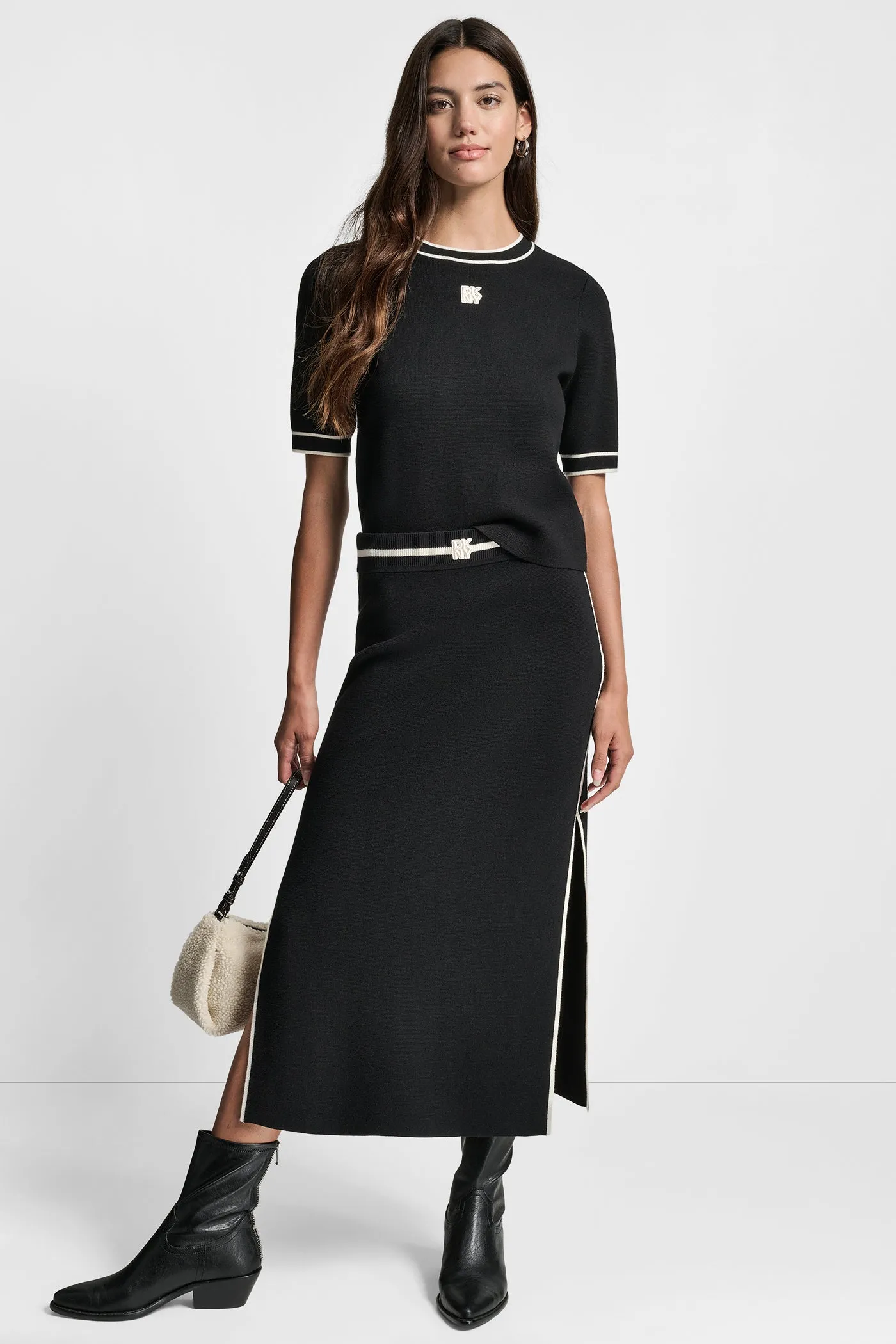 COLOR BLOCK MAXI SKIRT WITH SIDE SLITS AND LOGO PATCH sold by DKNY product image thumbnail 5