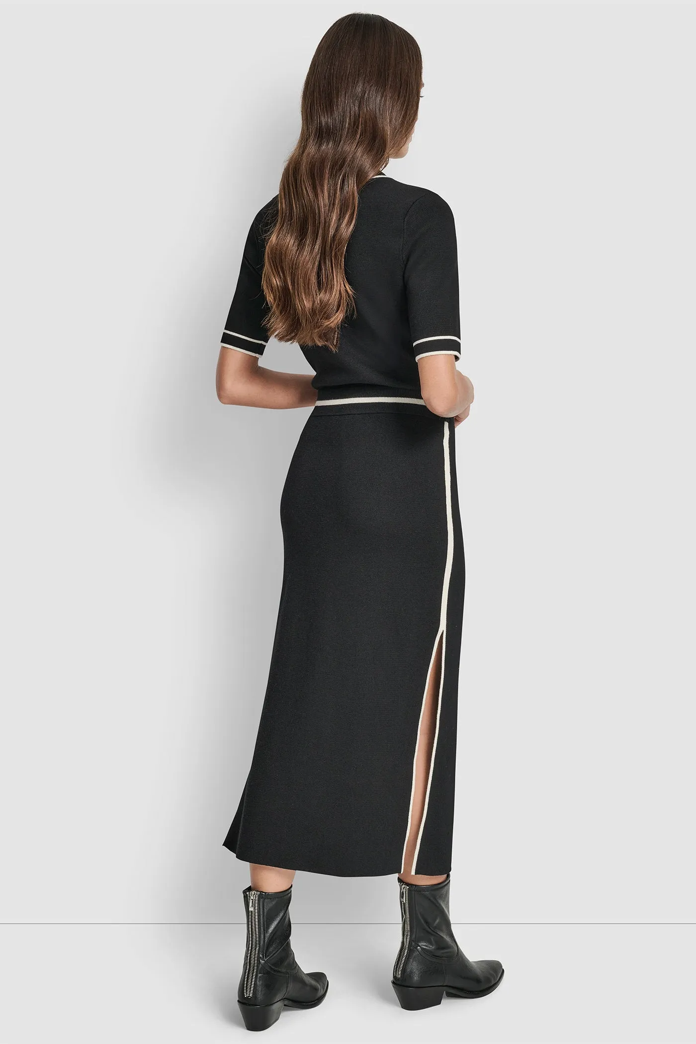 COLOR BLOCK MAXI SKIRT WITH SIDE SLITS AND LOGO PATCH sold by DKNY product image thumbnail 2