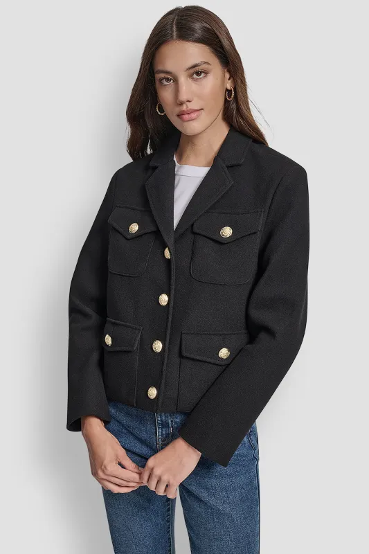 CROPPED FAUX WOOL JACKET made by DKNY