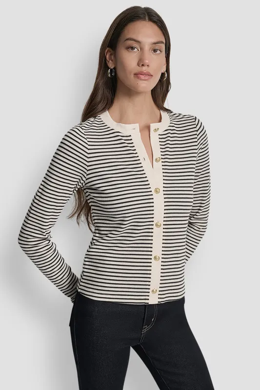 LONG SLEEVE BUTTON FRONT SHORT CARDIGAN sold by DKNY