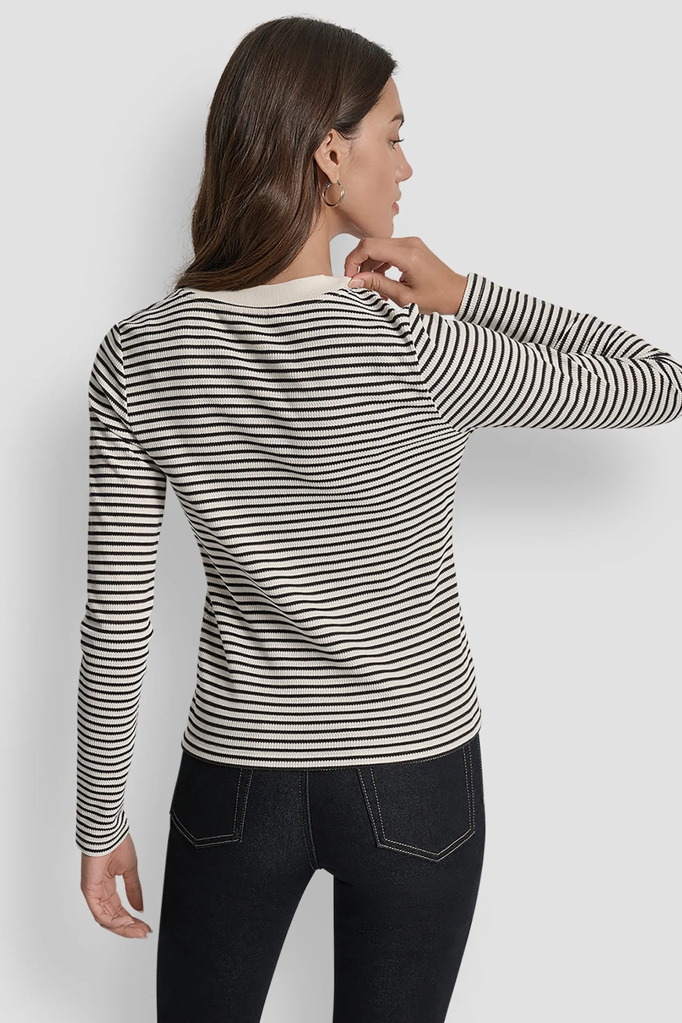 LONG SLEEVE BUTTON FRONT SHORT CARDIGAN sold by DKNY product image thumbnail 2