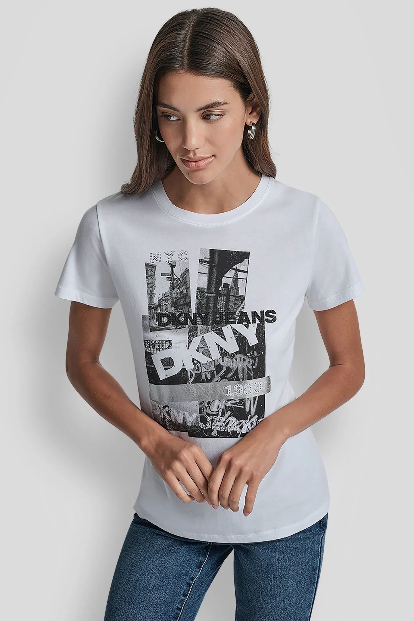 EMBELLISHED LOGO PHOTOGRAPHIC TEE sold by DKNY