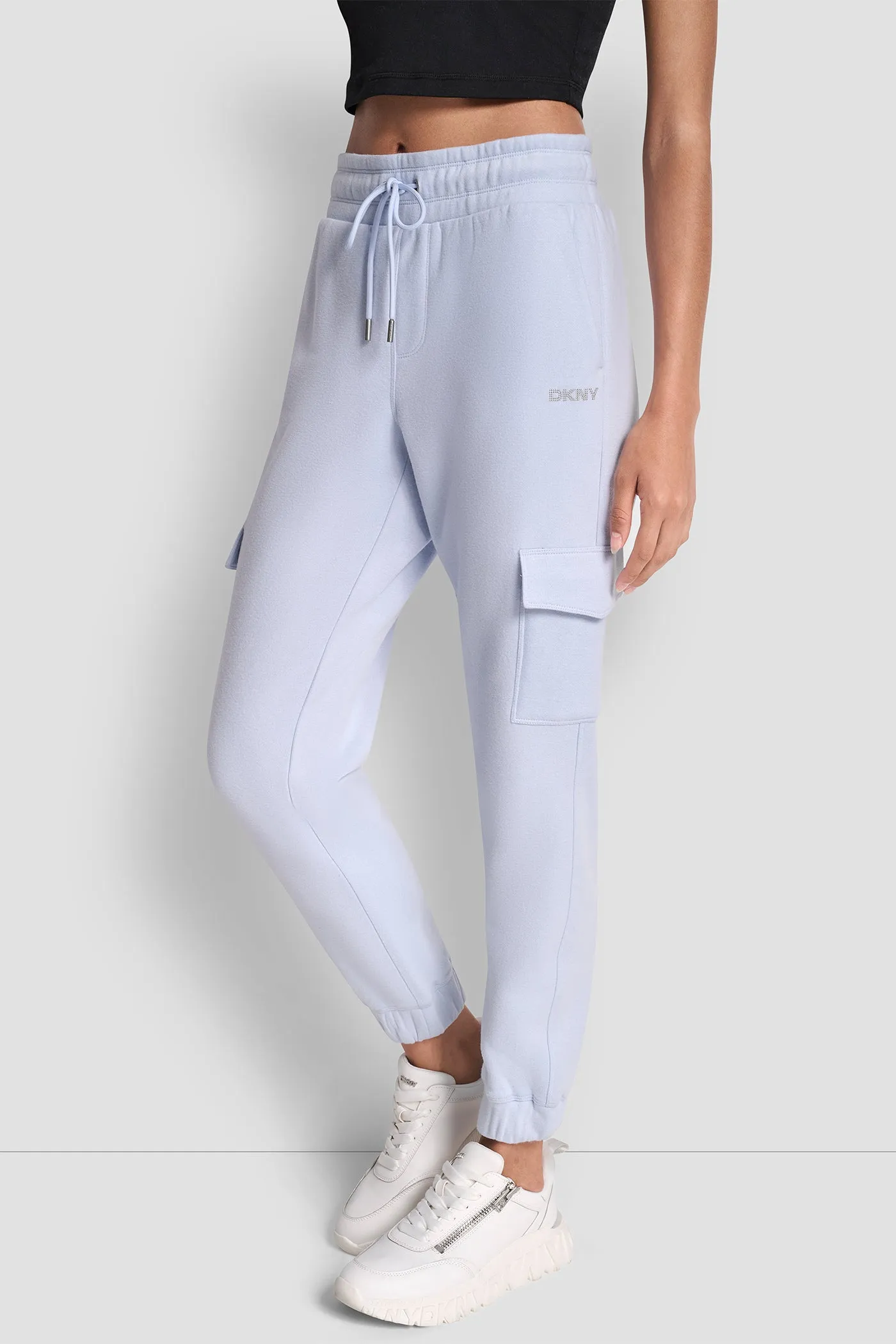 HIGH-RISE STUDDED LOGO SLIM JOGGER sold by DKNY product image thumbnail 3