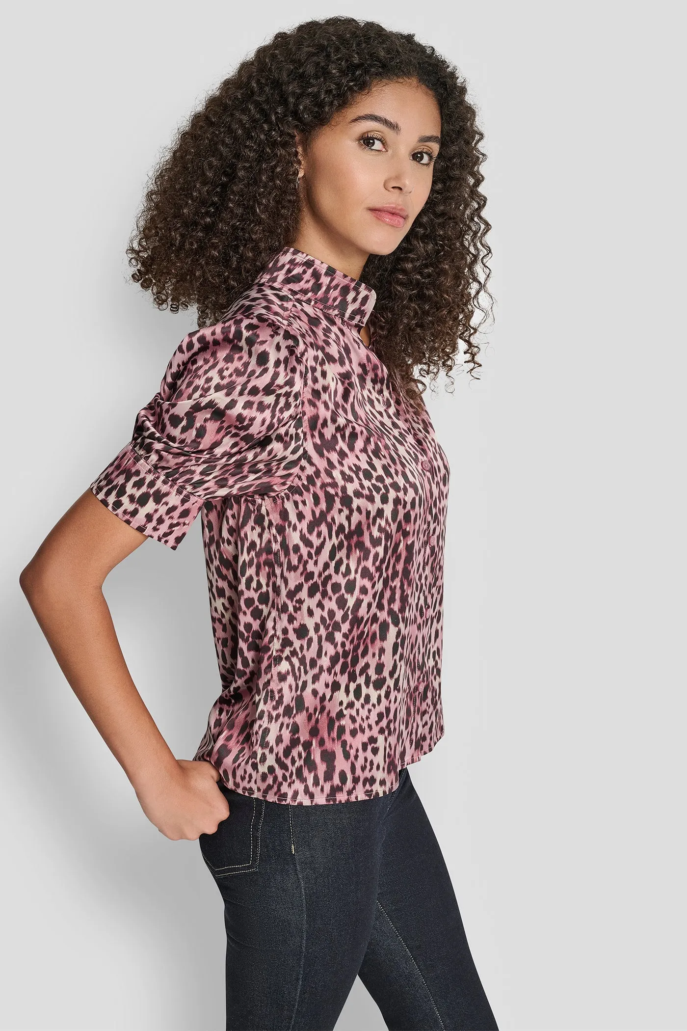 PUFF SLEEVE COLLARLESS SHIRT sold by DKNY product image thumbnail 3