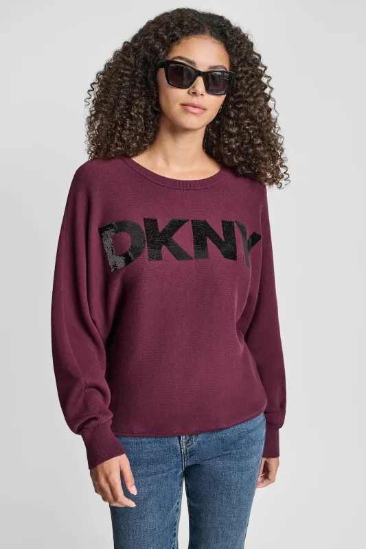 SEQUIN LOGO SWEATER sold by DKNY