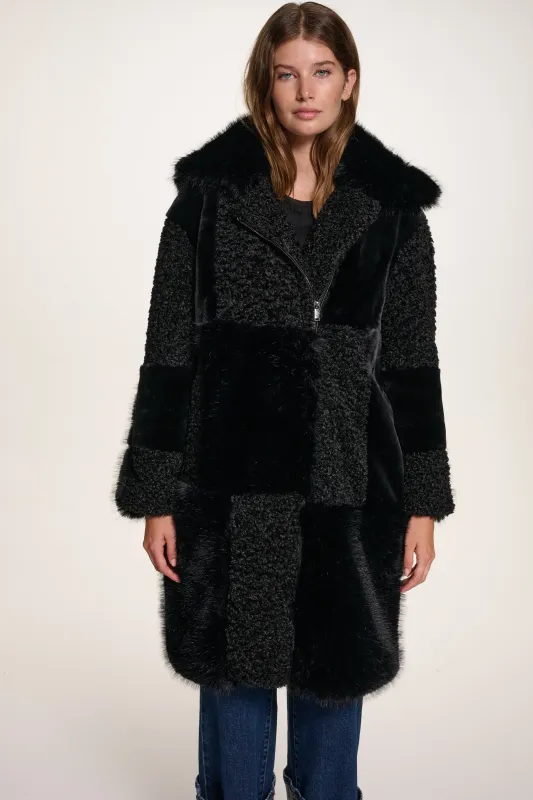 PATCHWORK FAUX FUR JACKET sold by DKNY