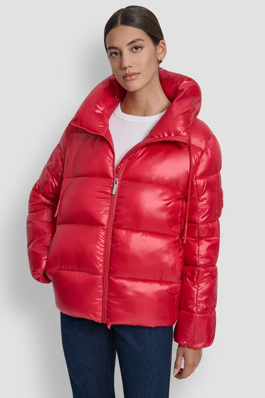 FUNNEL-NECK LIGHTWEIGHT PUFFER JACKET sold by DKNY