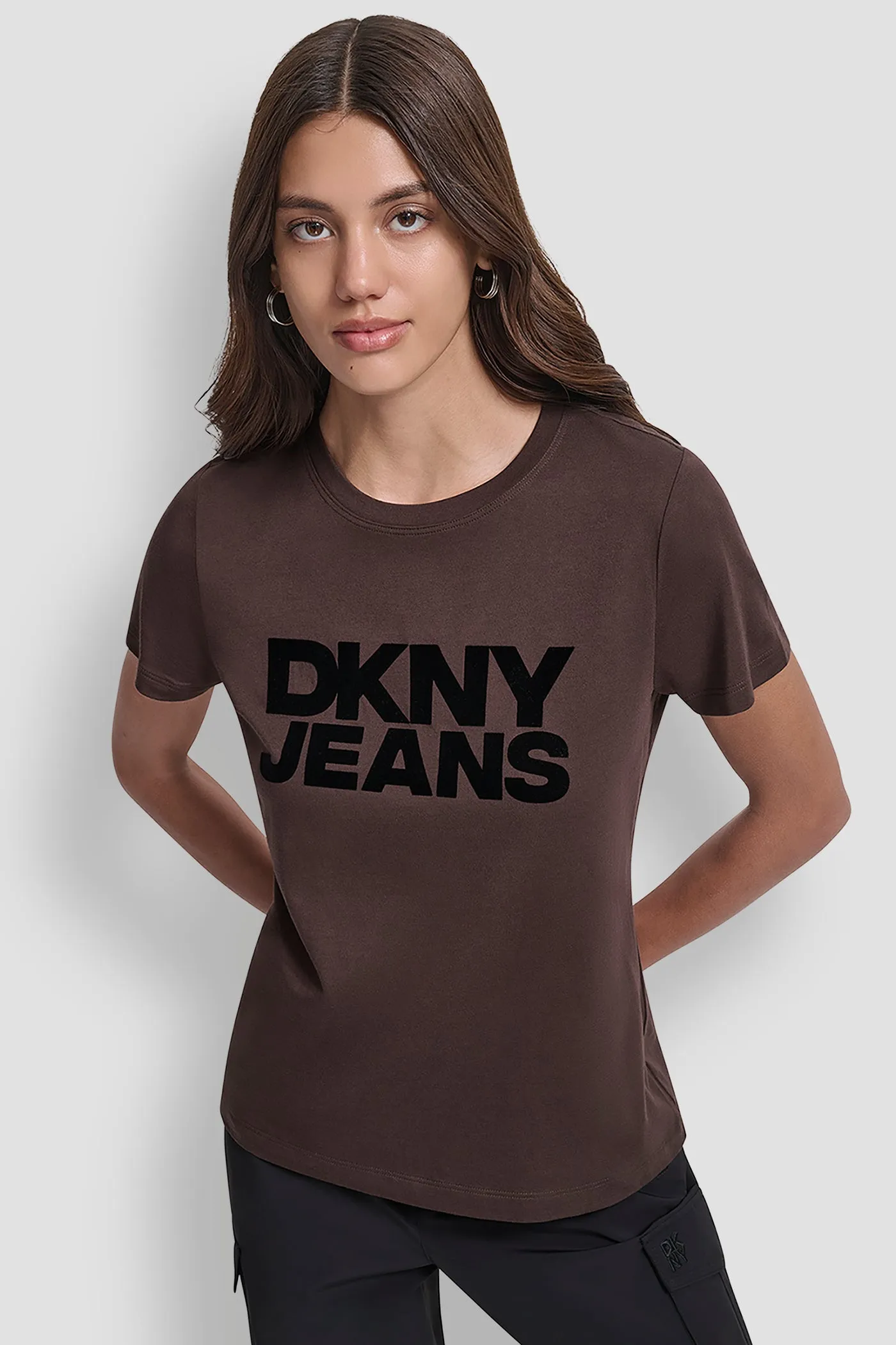 FLOCKED LOGO TEE sold by DKNY