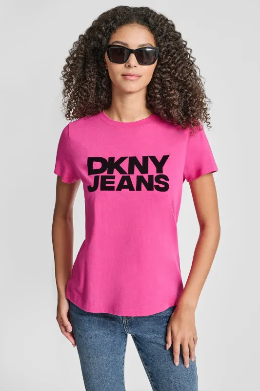 FLOCKED LOGO TEE sold by DKNY