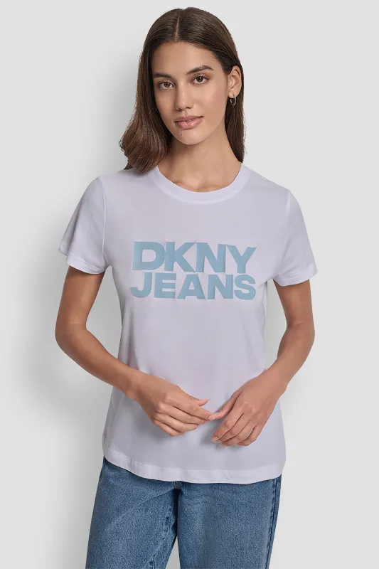 FLOCKED LOGO TEE sold by DKNY