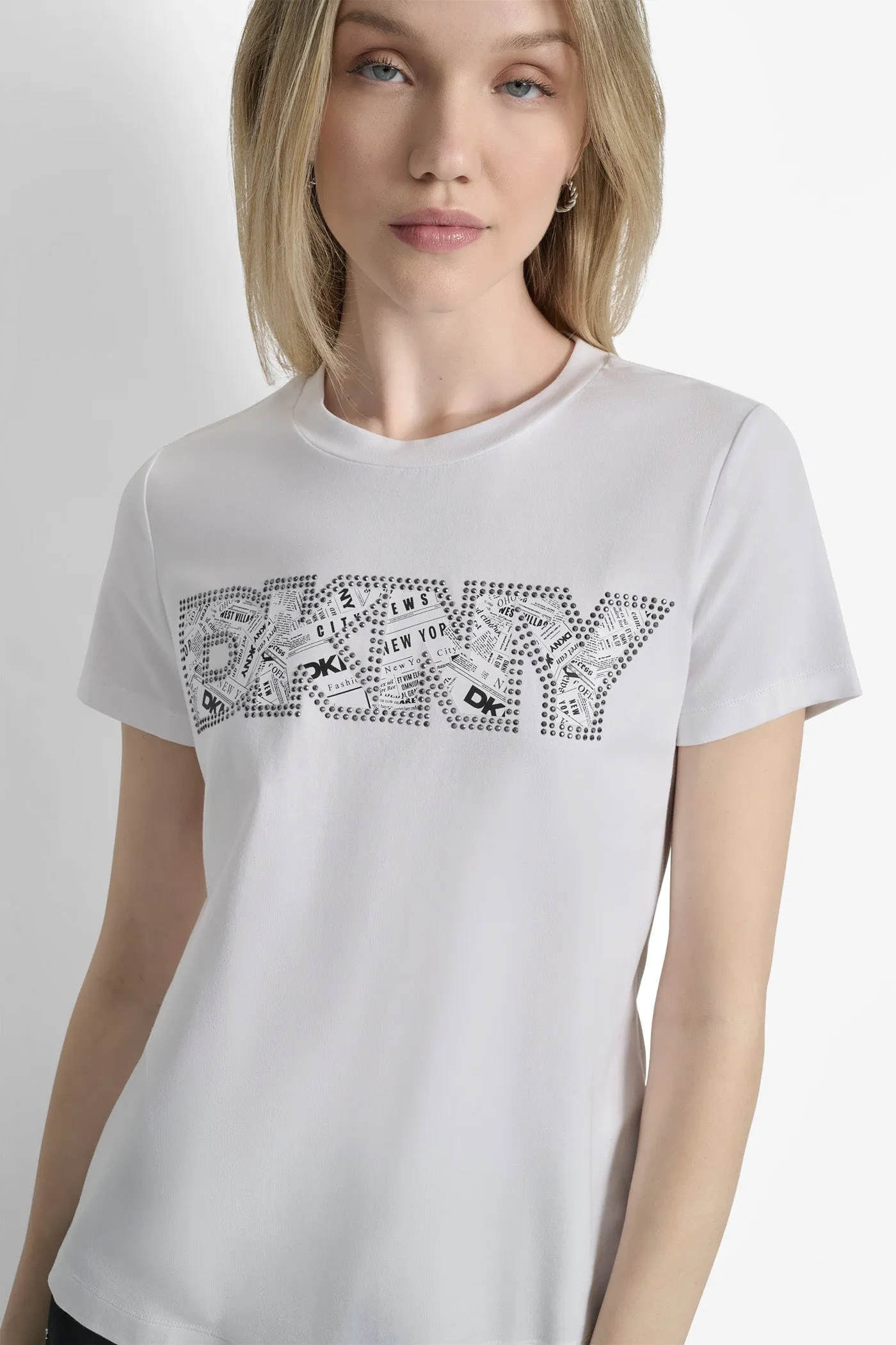 LOGO EMBELLISHED TEE sold by DKNY product image thumbnail 4
