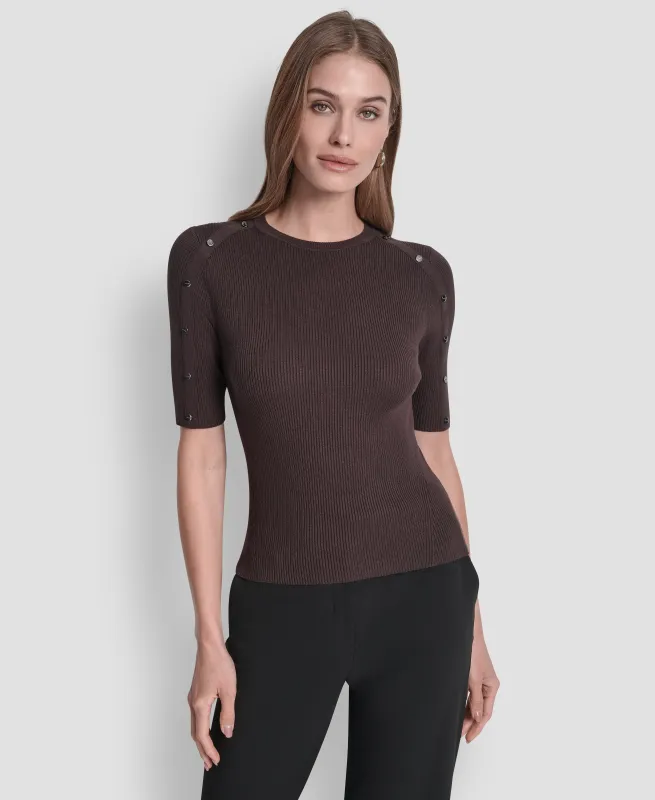 SHORT SLEEVE BUTTON SLEEVE SWEATER sold by DKNY