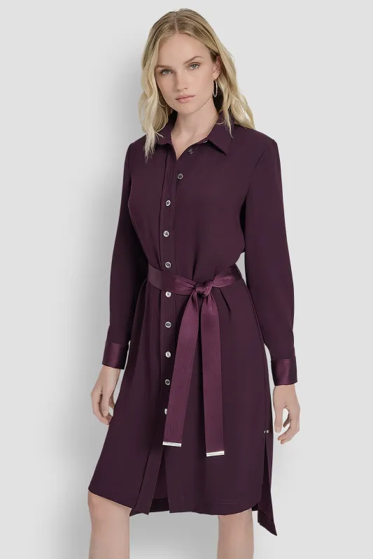 LONG SLEEVE SHIRT DRESS WITH BELT sold by DKNY