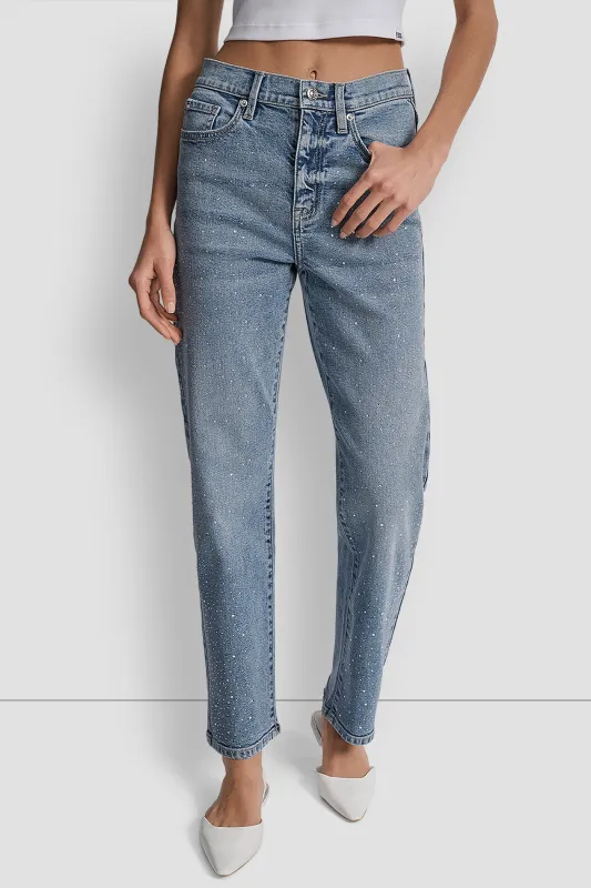 HIGH RISE CLASSIC STRAIGHT WITH MIXED EMBELLISHMENT sold by DKNY