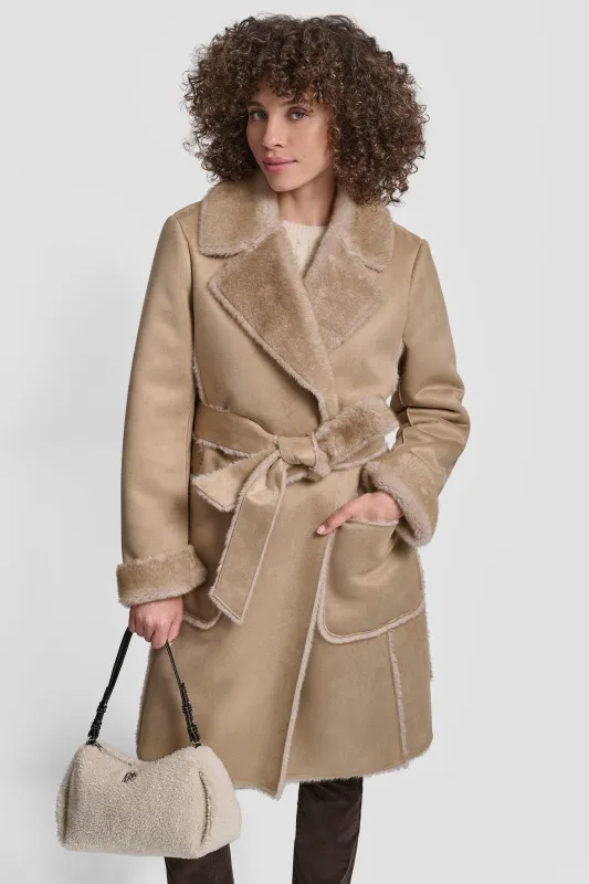 BELTED FAUX SHERLING sold by DKNY