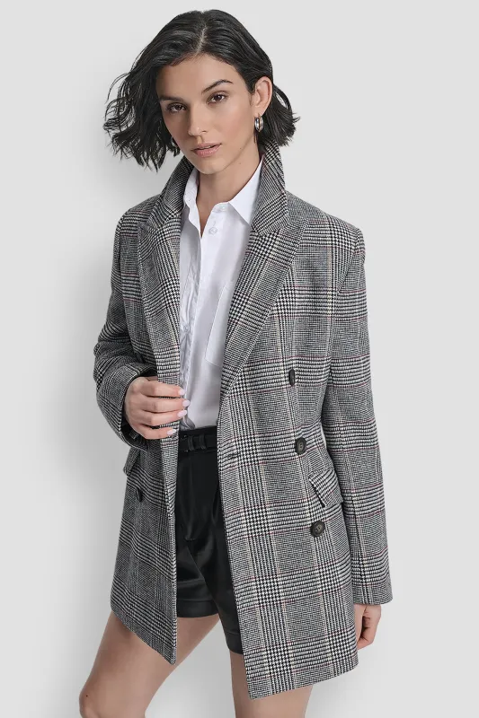 PLAID JACKET WITH BELT sold by DKNY