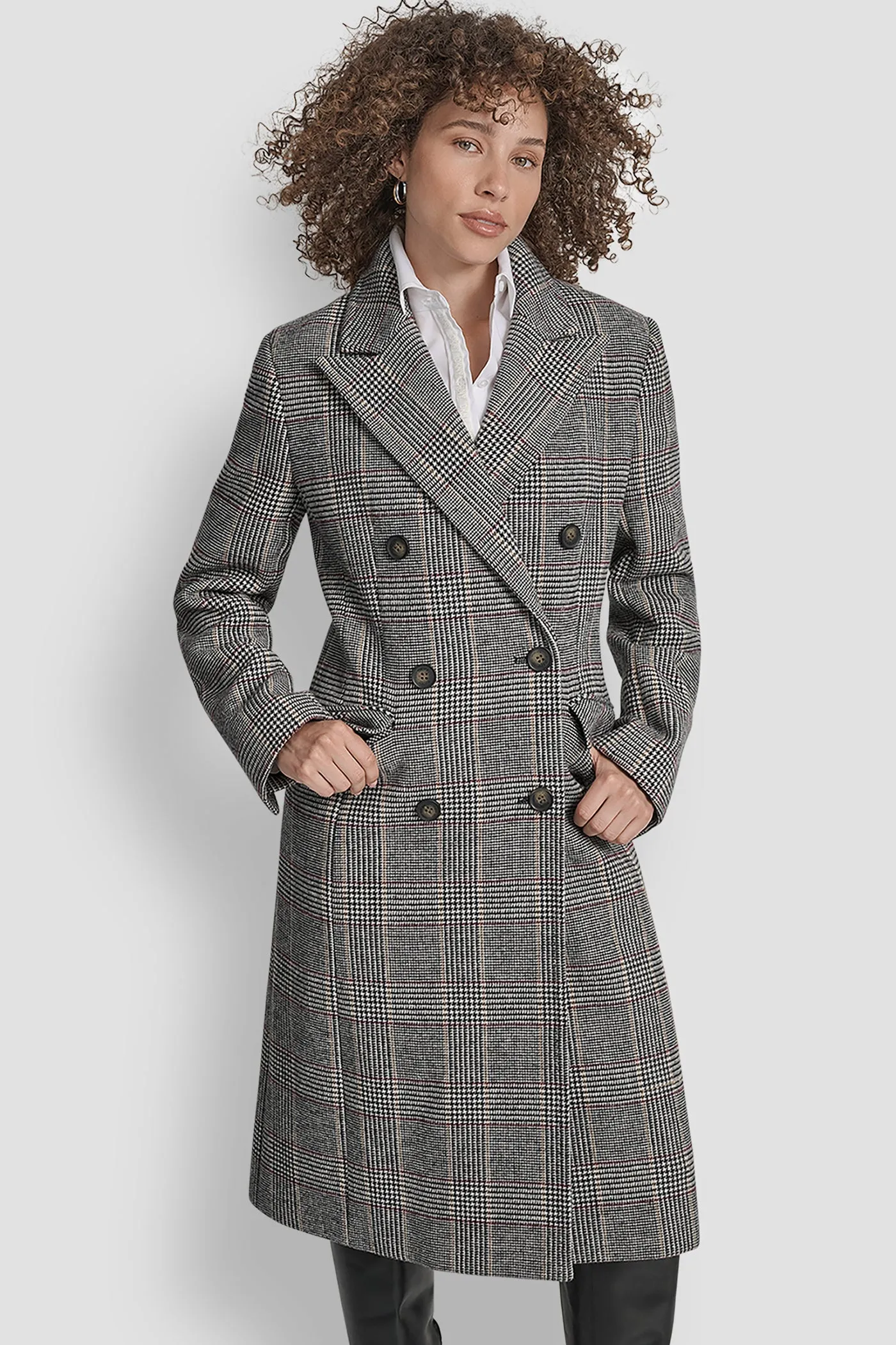 LONG PLAID JACKET sold by DKNY