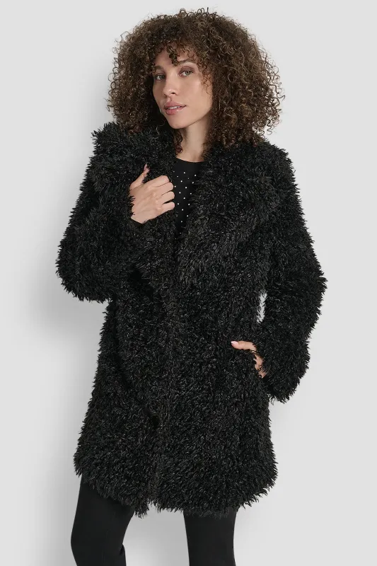 FAUX TEDDY FUR JACKET sold by DKNY
