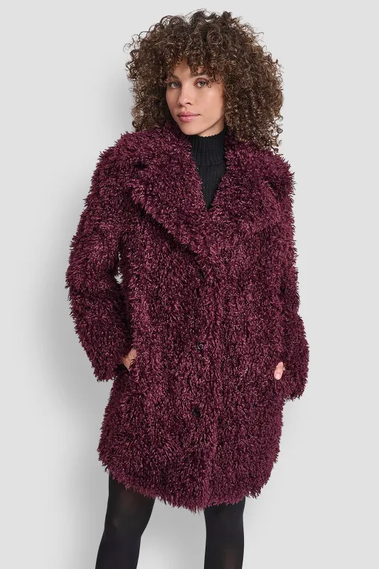 FAUX TEDDY FUR JACKET sold by DKNY