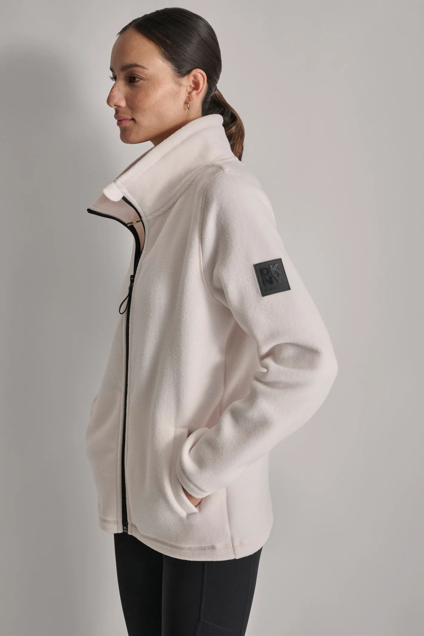 TECH FLEECE JACKET WITH MATTE SHINE LOGO SLEEVE PATCH sold by DKNY product image thumbnail 3