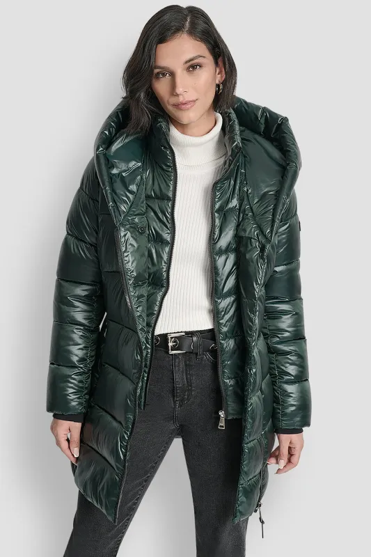 PEARLIZED PUFFER WITH HOOD sold by DKNY