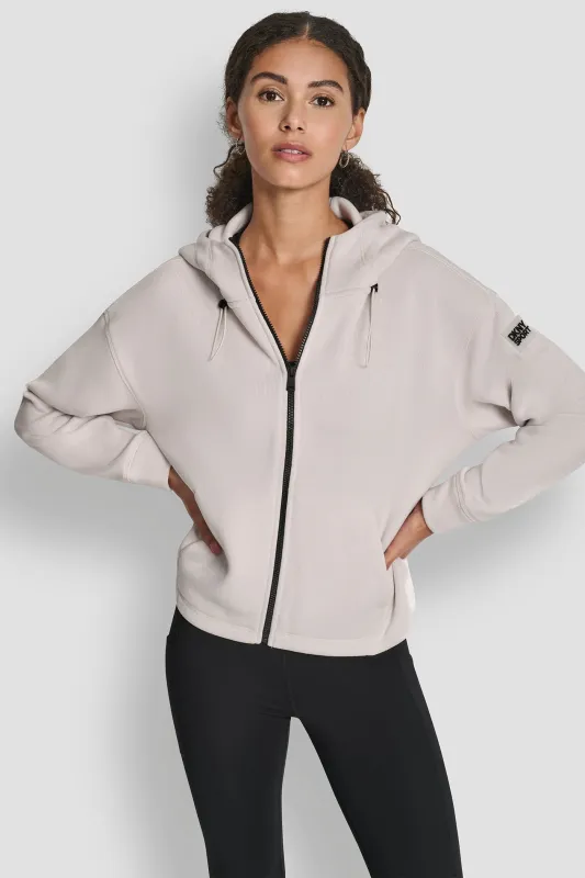 SWEATER FLEECE FULL ZIP HOODIE WITH BUNGEES sold by DKNY