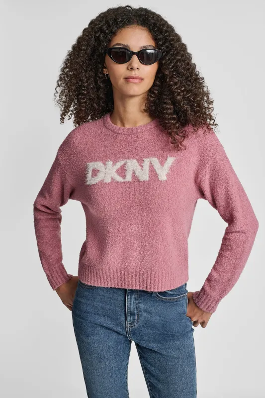TINSEL LOGO BOUCLE SWEATER sold by DKNY