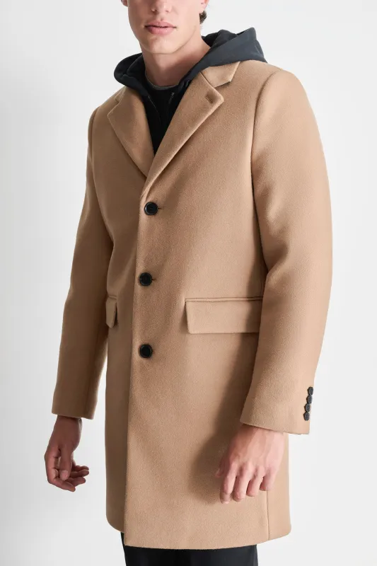 FAUX WOOL COAT WITH HOODED BIB sold by DKNY