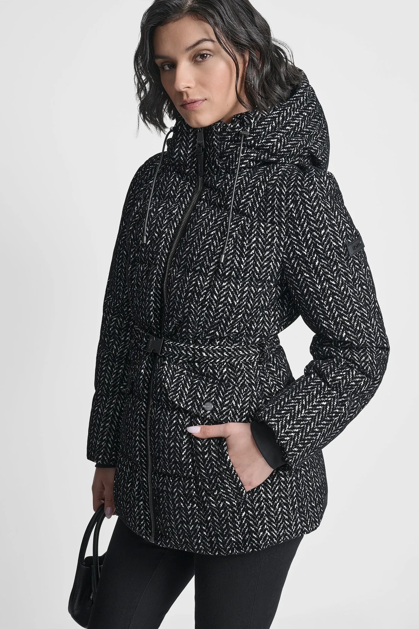 COTTON TOUCH PUFFER WITH HOOD AND BELT sold by DKNY product image thumbnail 3
