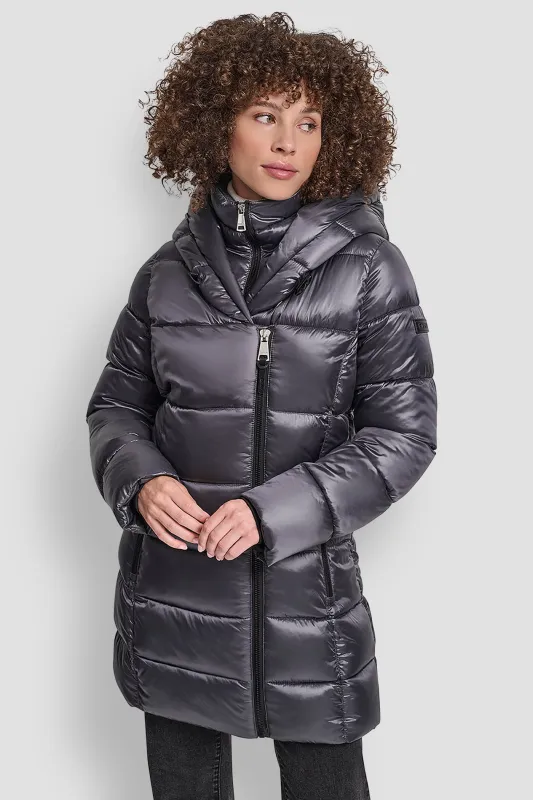 PEARLIZED PUFFER WITH HOOD sold by DKNY