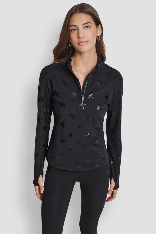 ALPINE FITNESS HALF ZIP STAR PRINT PULLOVER sold by DKNY